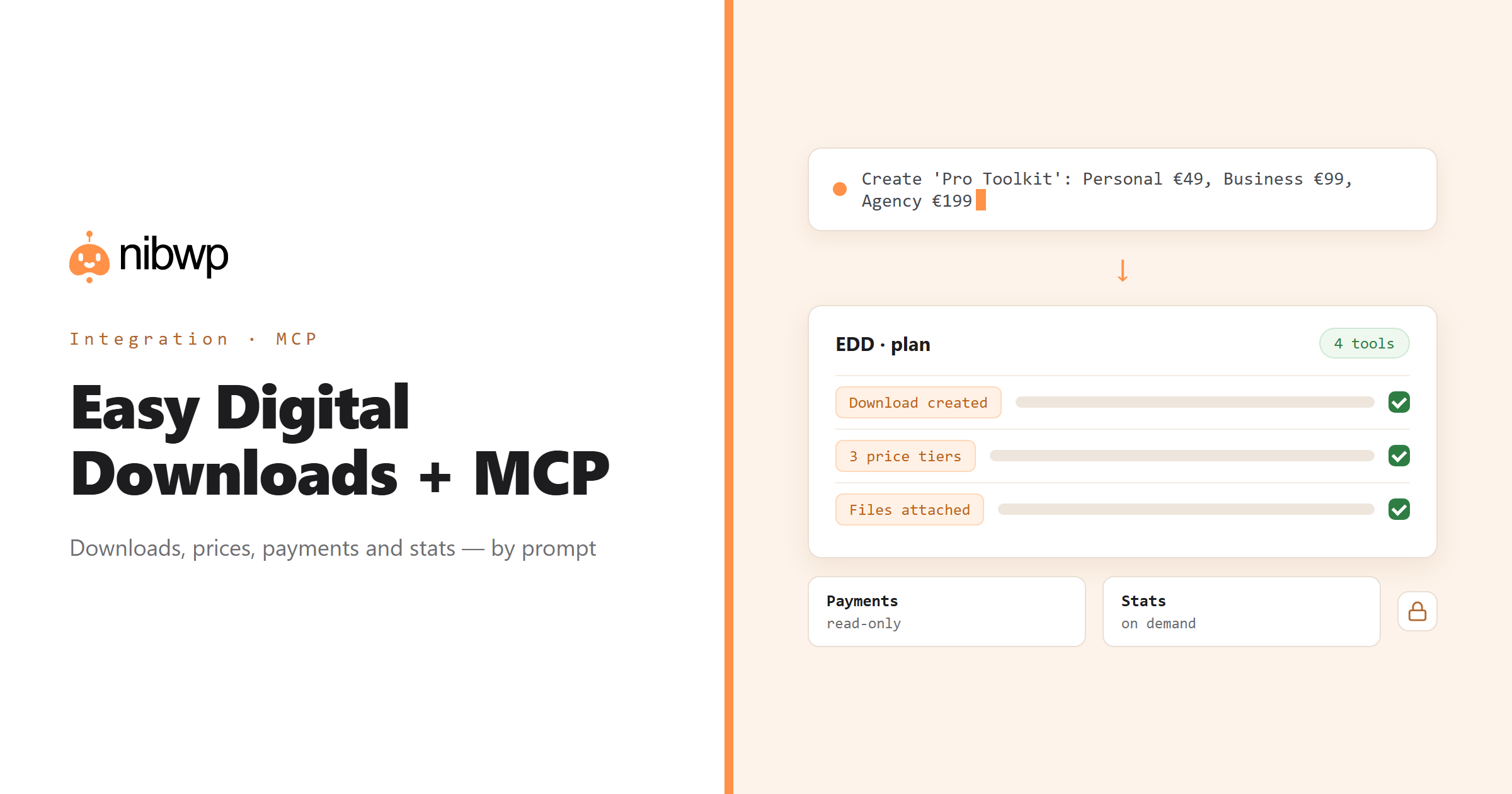 Easy Digital Downloads + MCP: AI operating Easy Digital Downloads through NibWP