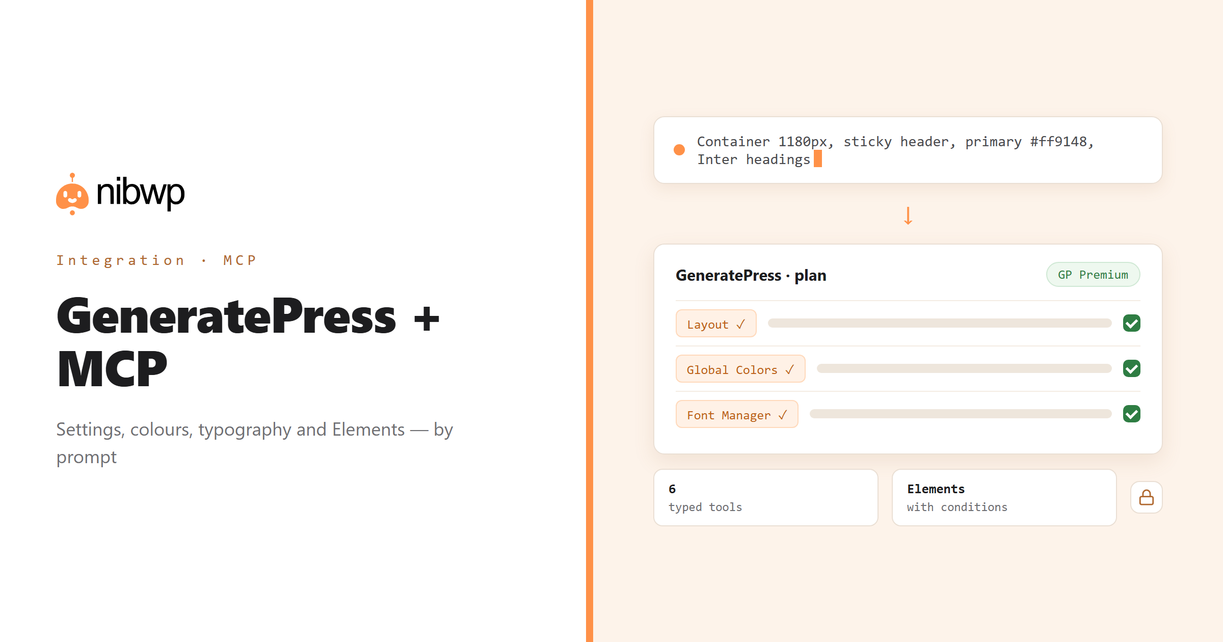 GeneratePress + MCP: AI operating GeneratePress through NibWP