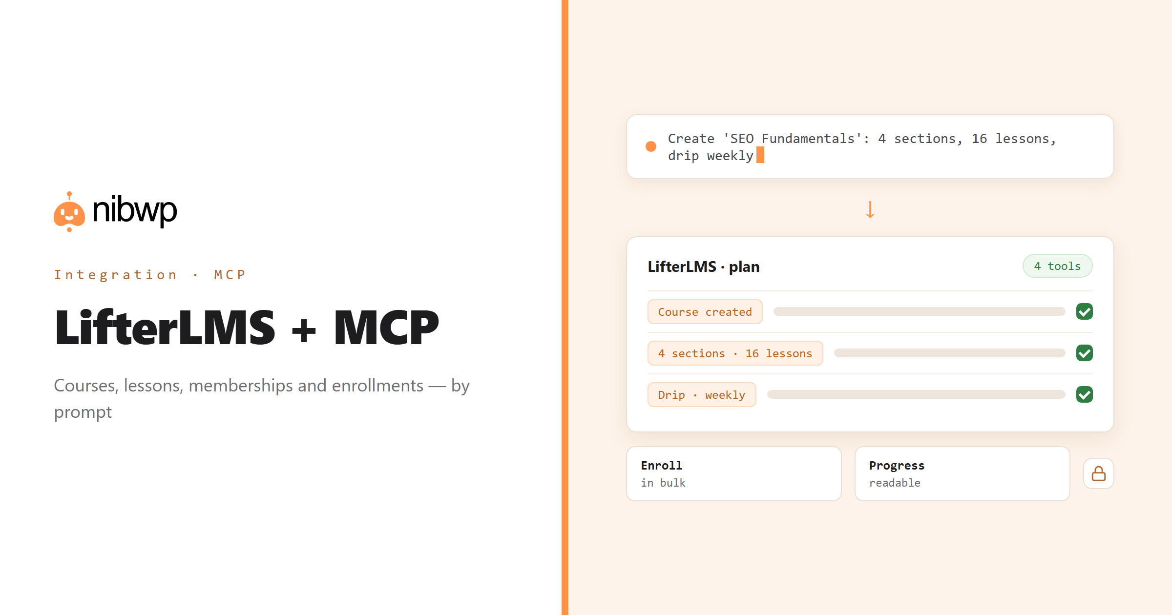 LifterLMS + MCP: AI operating LifterLMS through NibWP