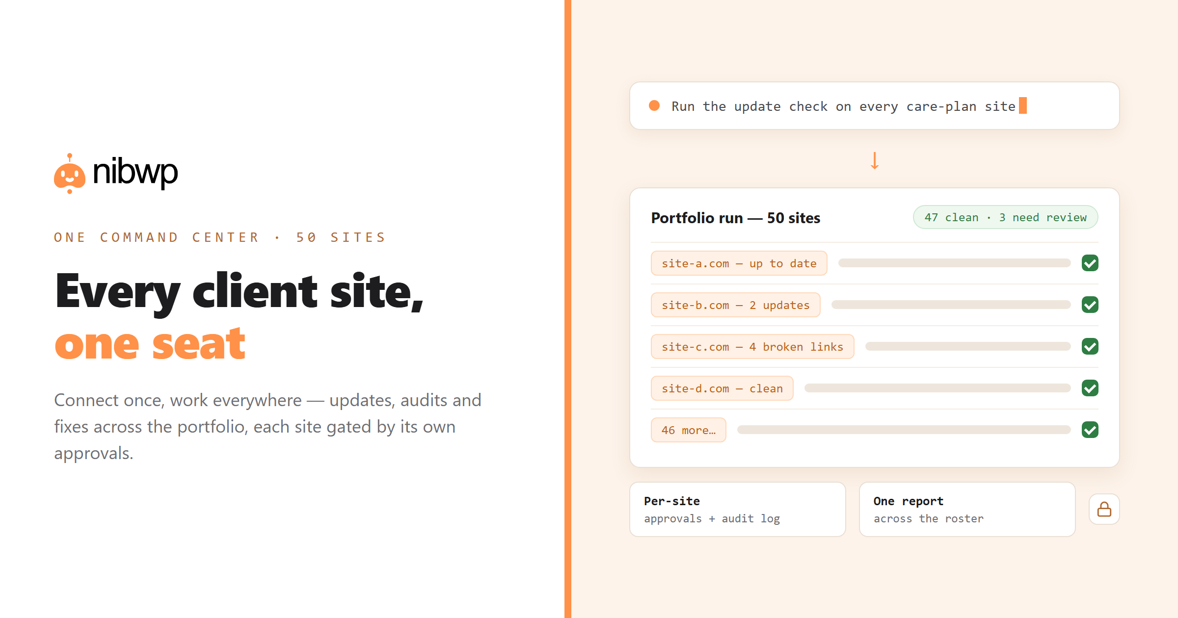 Manage multiple WordPress sites with AI — one command center, every client site