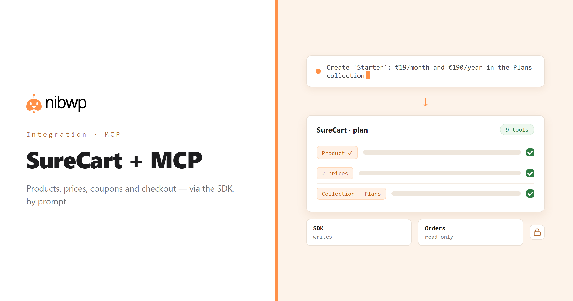 SureCart + MCP: AI operating SureCart through NibWP