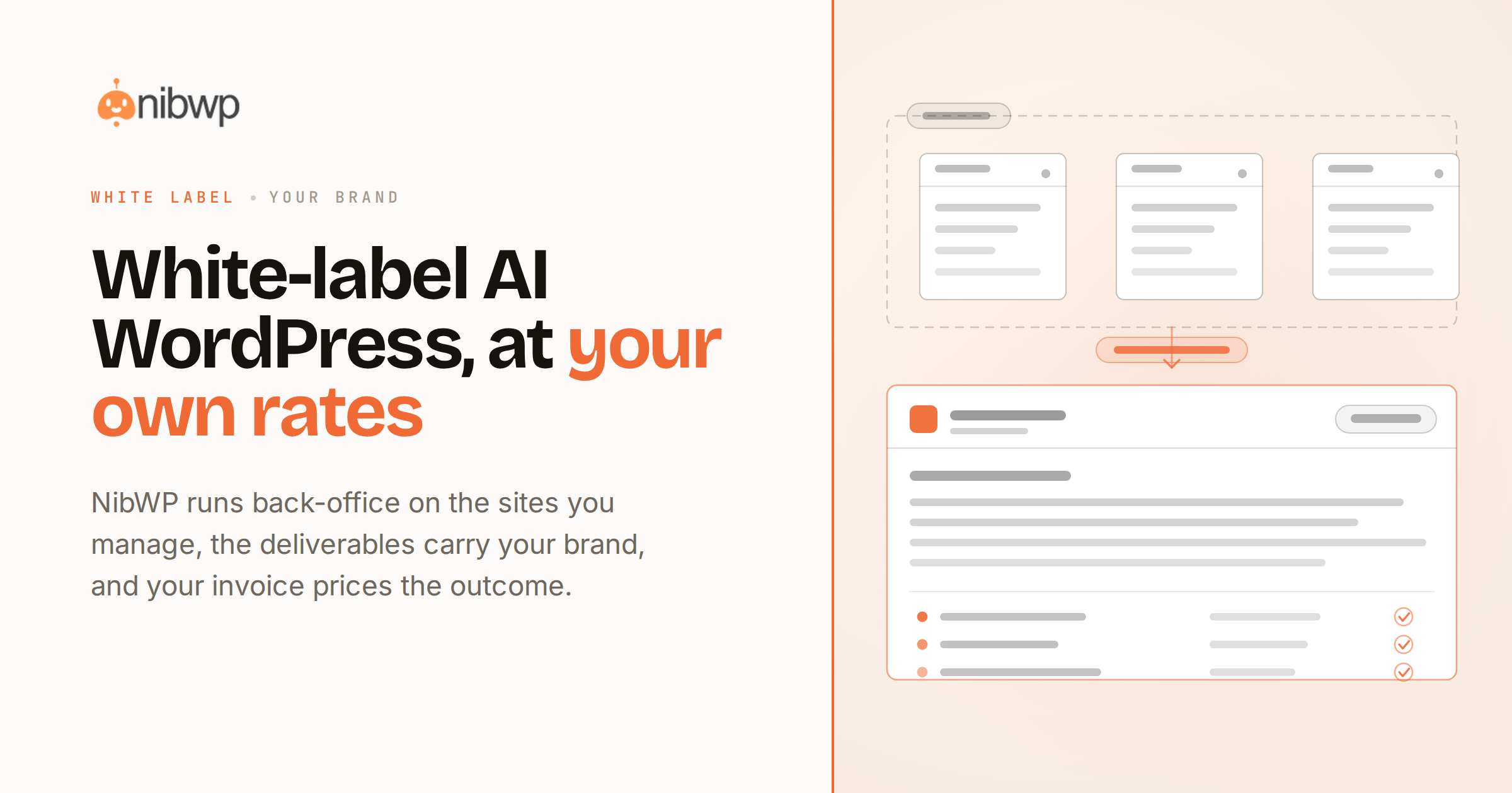 White-label AI WordPress — your brand on the report, AI in the back office