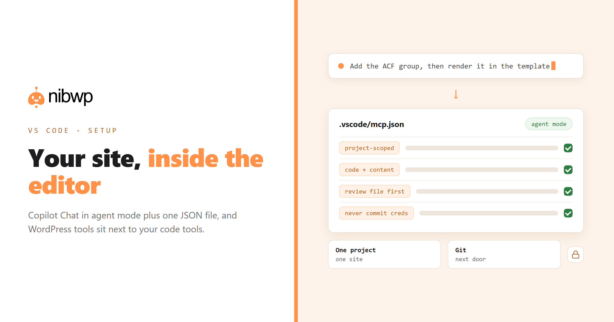 VS Code + WordPress MCP: your site inside Copilot Chat